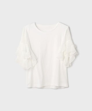 GRACE CONTINENTAL シフォンスリーブカットトップ ホワイト