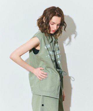 GRACE CONTINENTAL ヘリンボーンツイルジレ カーキ