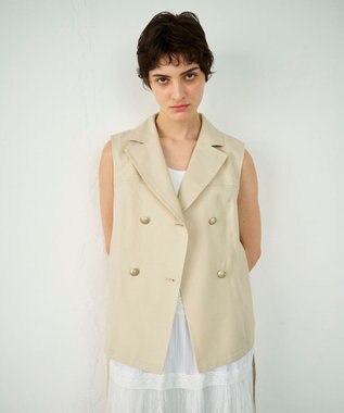 GRACE CONTINENTAL リネンタッチダブルブラウス ベージュ