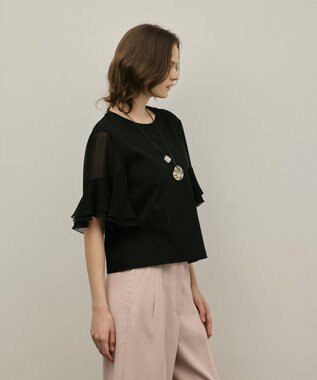 GRACE CONTINENTAL シフォンスリーブカットトップ ブラック