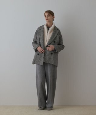 GRACE CONTINENTAL カルゼツイードダブルジャケット グレー