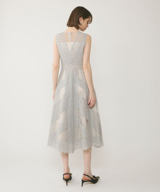 GRACE CONTINENTAL レースパッチワークドレス グレー
