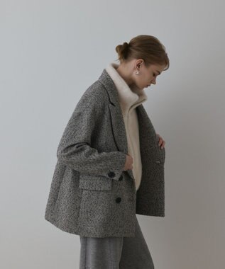 GRACE CONTINENTAL カルゼツイードダブルジャケット グレー