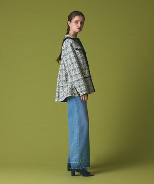 GRACE CONTINENTAL トリミングツイードショートコート ホワイト