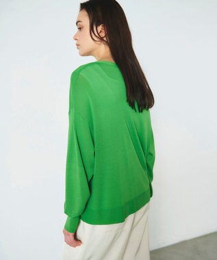 GRACE CONTINENTAL ルーズVネックニットカーディガン グリーン