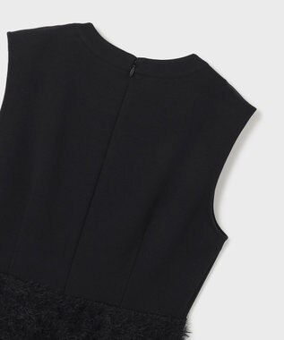 GRACE CONTINENTAL フェザー刺繍コンビワンピース ブラック