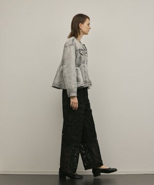 GRACE CONTINENTAL ペプラムデニムジャケット グレー