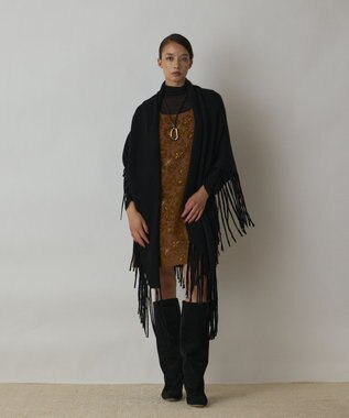 GRACE CONTINENTAL フリンジストール ブラック