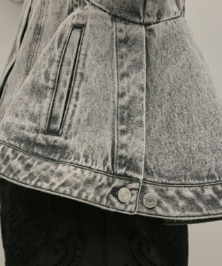 GRACE CONTINENTAL ペプラムデニムジャケット グレー