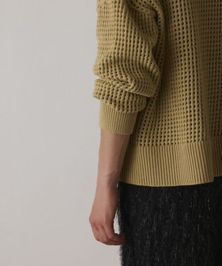 GRACE CONTINENTAL メッシュVネックニットトップ イエロー