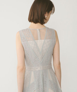 GRACE CONTINENTAL レースパッチワークドレス グレー