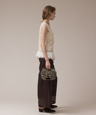 GRACE CONTINENTAL チュールフリンジニットトップ キナリ