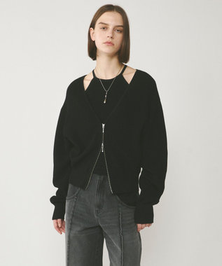 GRACE CONTINENTAL ハイゲージ畦ニットカーディガン ブラック