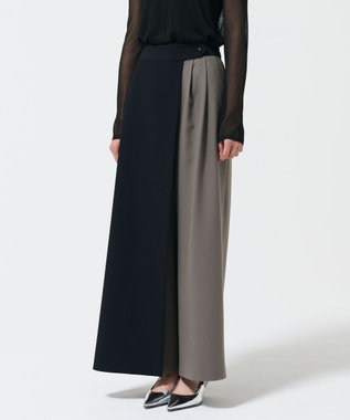 GRACE CONTINENTAL レイヤードタックワイドパンツ バイカラー