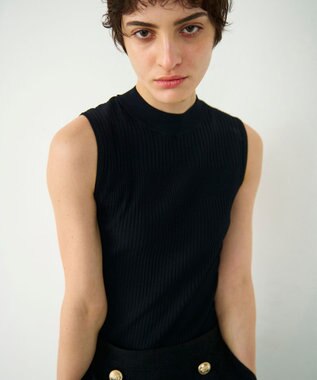 GRACE CONTINENTAL ハイネックリブニットトップ ブラック