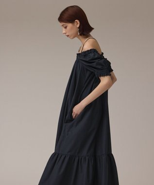 GRACE CONTINENTAL ギャザーロングワンピース ネイビー