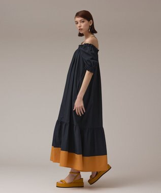 GRACE CONTINENTAL ギャザーロングワンピース ネイビー