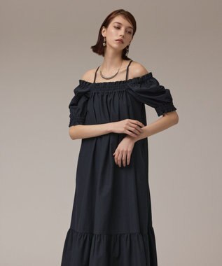 GRACE CONTINENTAL ギャザーロングワンピース ネイビー