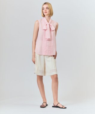 GRACE CONTINENTAL リネンライクボウタイノースリーブ ピンク