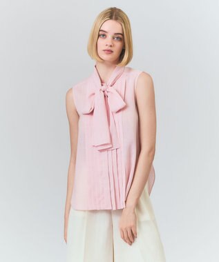 GRACE CONTINENTAL リネンライクボウタイノースリーブ ピンク