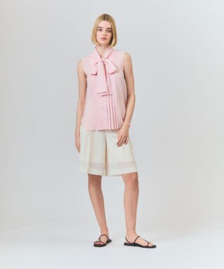 GRACE CONTINENTAL リネンライクボウタイノースリーブ ピンク