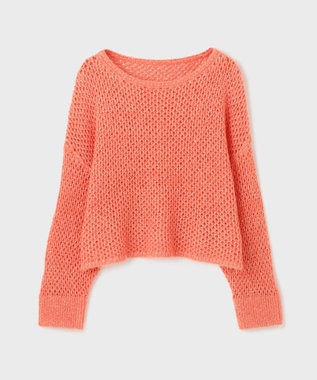 GRACE CONTINENTAL スパンメッシュニットトップ オレンジ