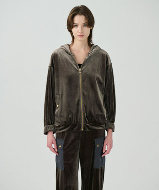 GRACE CONTINENTAL トリアセベロアフーディー カーキ