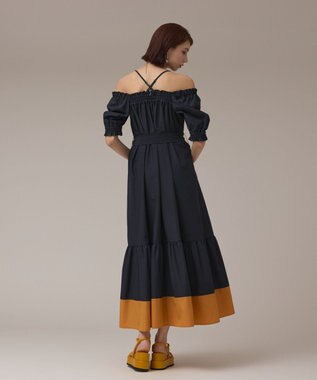 GRACE CONTINENTAL ギャザーロングワンピース ネイビー