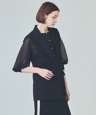 GRACE CONTINENTAL トリアセテーラードジレ ブラック