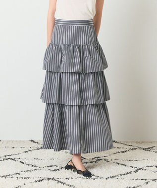 GRACE CONTINENTAL ストライプラッフルスカート