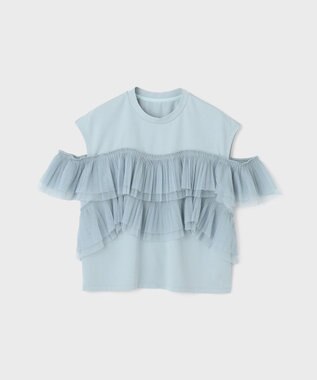 GRACE CONTINENTAL プリーツチュールカットトップ ブルー