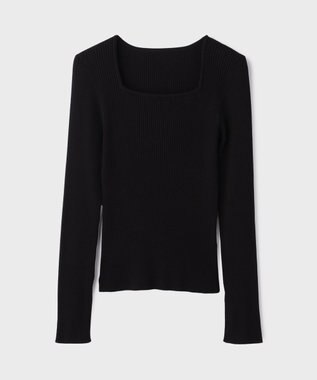 GRACE CONTINENTAL ハイゲージリブニットトップ ブラック