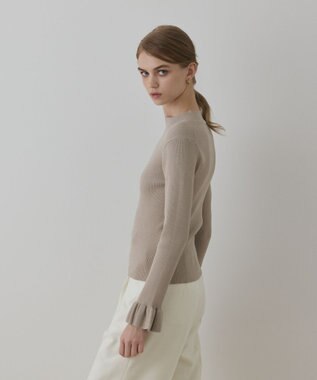 GRACE CONTINENTAL ラメリブニットトップ ベージュ