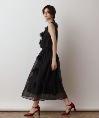 GRACE CONTINENTAL メッシュフラワースカート ブラック