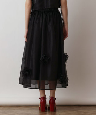 GRACE CONTINENTAL メッシュフラワースカート ブラック
