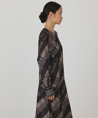 GRACE CONTINENTAL チェックプリントロングワンピース ベージュ