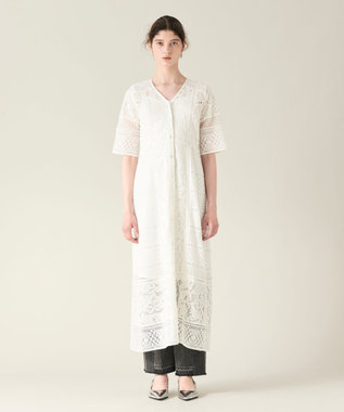 GRACE CONTINENTAL コンビレースVネックワンピース ホワイト