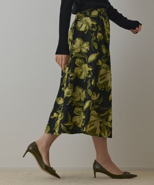 GRACE CONTINENTAL ラメフラワージャガードスカート イエロー