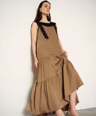 GRACE CONTINENTAL ティアードロングワンピース ブラウン