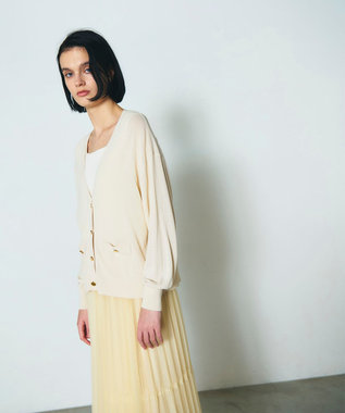 GRACE CONTINENTAL ルーズVネックニットカーディガン キナリ