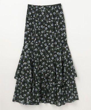 GRACE CONTINENTAL スモールフラワーマーメイドスカート ブラック