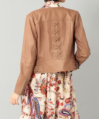 GRACE CONTINENTAL レースアップライダースジャケット ブラウン