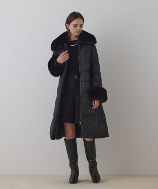 GRACE CONTINENTAL ファーカラーロングダウン ブラック