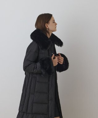GRACE CONTINENTAL ファーカラーロングダウン ブラック