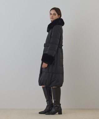 GRACE CONTINENTAL ファーカラーロングダウン ブラック
