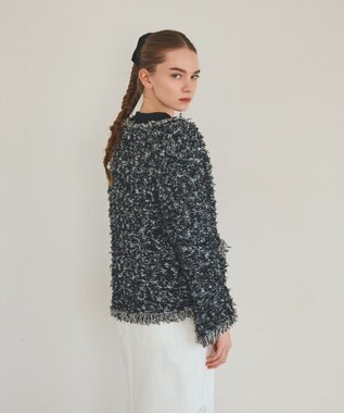 GRACE CONTINENTAL ツイーディーニットジャケット ブラック