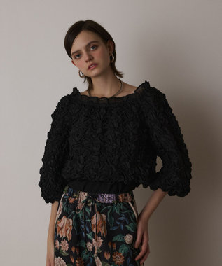 GRACE CONTINENTAL シャーリングトップ ブラック