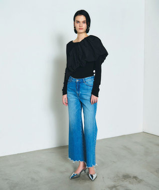 GRACE CONTINENTAL ルーズフレアデニムパンツ インディゴ