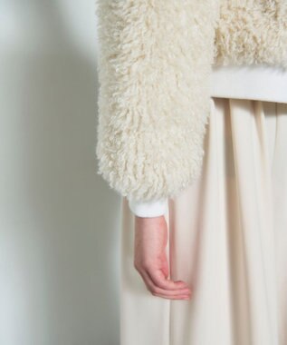 GRACE CONTINENTAL フェイクファーニットカーディガン ホワイト