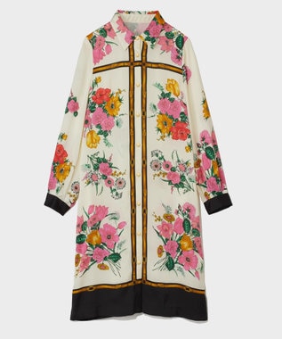 GRACE CONTINENTAL ボタニカルスカーフプリントワンピース キナリ